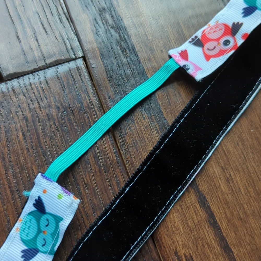 Bundle of 3 Owl/Chevron/Batik Non-Slip Velvet Backed Stretchy Headbands